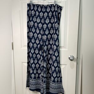 J Valdi navy and white beach coverup wide leg open side pants size XL